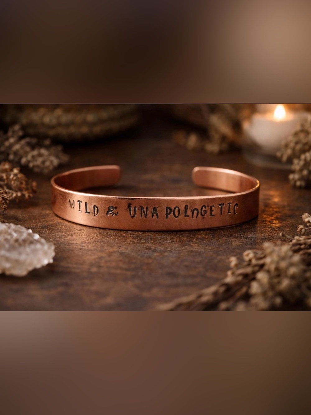 WILD & UNAPOLOGETIC | Copper Cuff Bracelet | Hand Stamped Affirmation